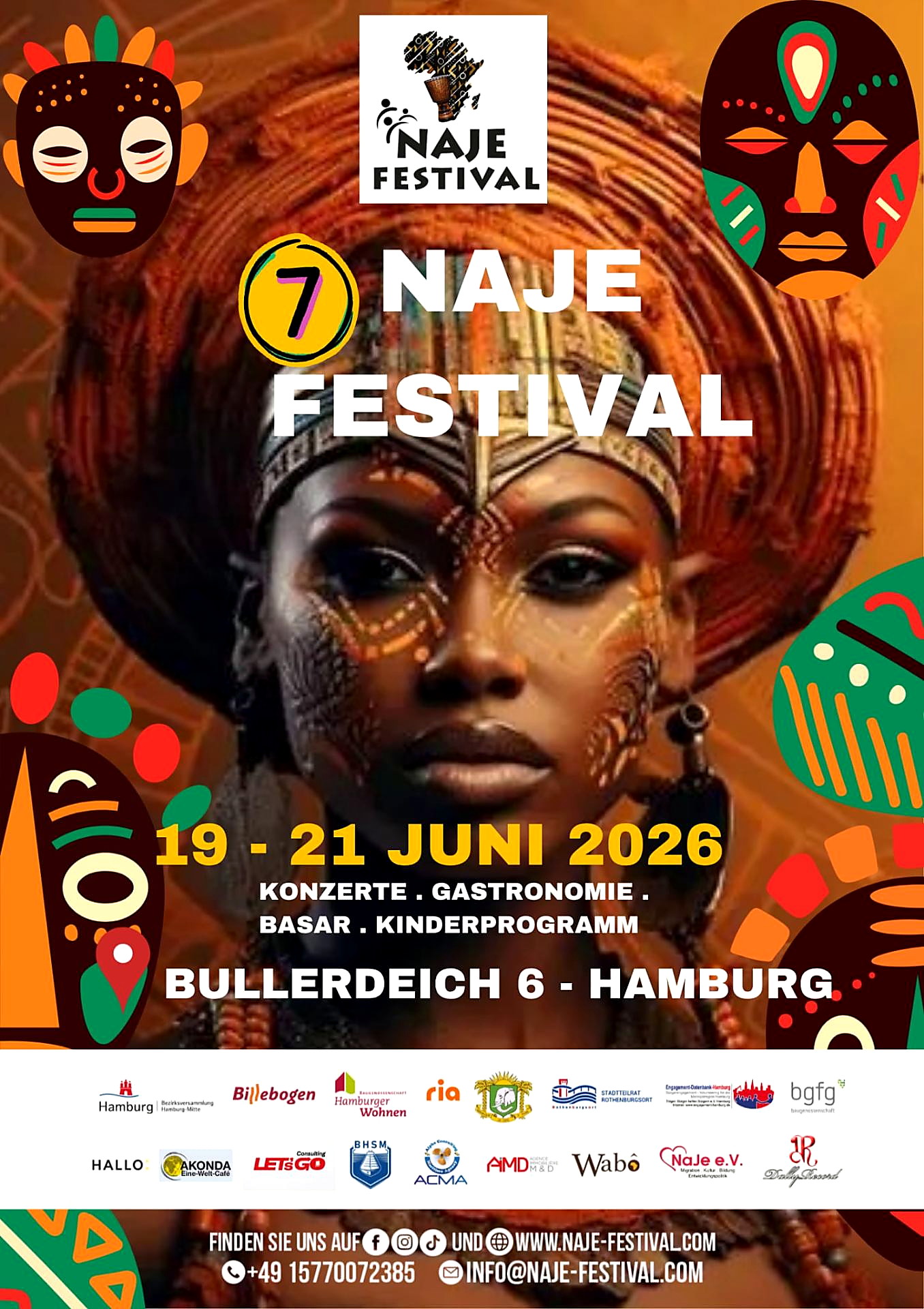 Veranstaltungsplakat des siebten NAJE Festivals 2026 in Hamburg